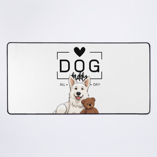 Item preview, Adorable White Swiss Shepherd with a Plush Teddy Bear – Cartoon Illustration designed and sold by GoodyPaws.