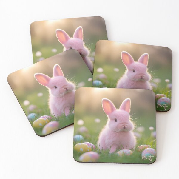 Item preview, Cute fluffy pink bunny with easter eggs designed and sold by Benitty.