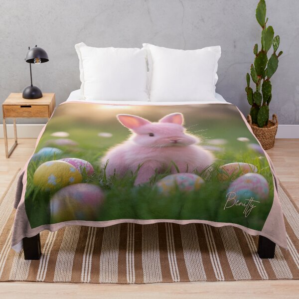 Item preview, Cute fluffy pink bunny with easter eggs designed and sold by Benitty.