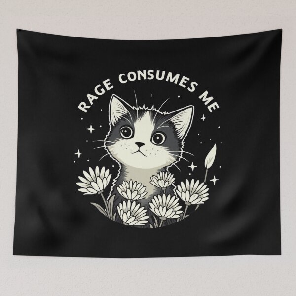 Item preview, Cute Cat Rage Consumes Me Funny Sarcastic Kitten Flower designed and sold by KAYDEE01212 ✨.