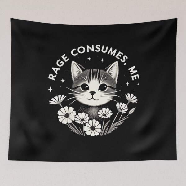 Item preview, Cute Cat Rage Consumes Me Funny Sarcastic Kitten Flower designed and sold by KAYDEE01212 ✨.