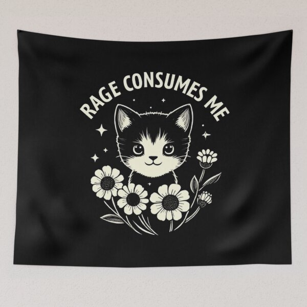 Item preview, Cute Cat Rage Consumes Me Funny Sarcastic Kitten Flower designed and sold by KAYDEE01212 ✨.