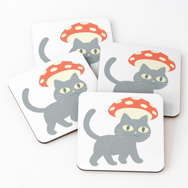 Item preview, Cat with a Mushroom Hat Illustration designed and sold by DreamyMile.