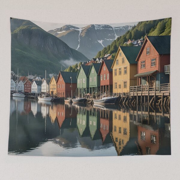 Item preview, Bryggen in Bergen: Iconic Waterfront Charm designed and sold by LSVart.