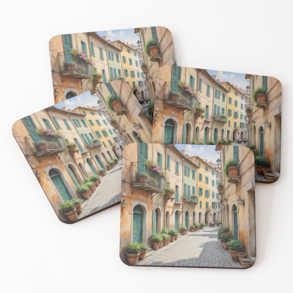 Item preview, Camogli, Italy: Pastel Alleys & Cobblestone Charm designed and sold by LSVart.