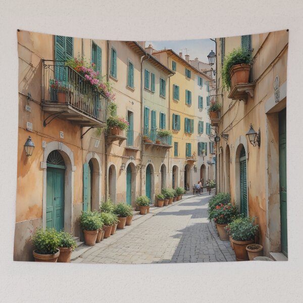 Item preview, Camogli, Italy: Pastel Alleys & Cobblestone Charm designed and sold by LSVart.