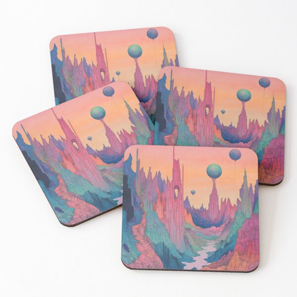 Item preview, Surreal Alien Peaks | Vibrant Sci-Fi Landscape with Geometric Wonders designed and sold by BlissxPals.