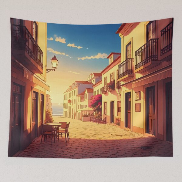 Item preview, Cascais, Portugal: Cobblestone Charm & Bougainvillaea Bliss designed and sold by LSVart.