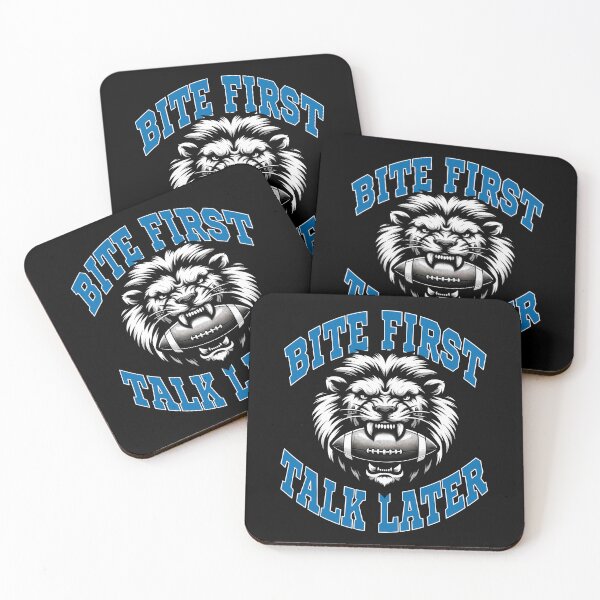 Item preview, BITE FIRST, TALK LATER - LIONS FOOTBALL GIFT designed and sold by KEF Custom.