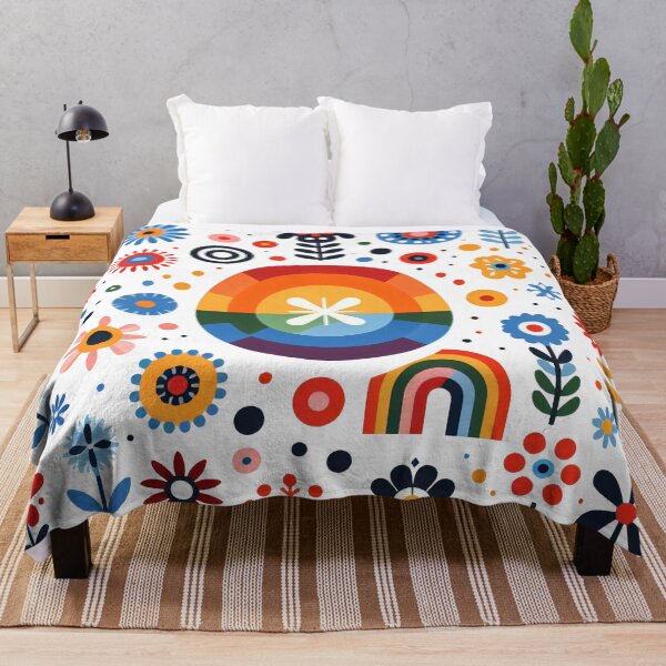 Item preview, Scandinavian Folk Art Rainbow – Bold Floral and Geometric Pattern by heidiannemorris designed and sold by FOLK ART FUSION by heidiannemorris.