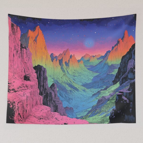 Item preview, Surreal Alien Mountain | Vibrant Sci-Fi Landscape Illustration designed and sold by BlissxPals.