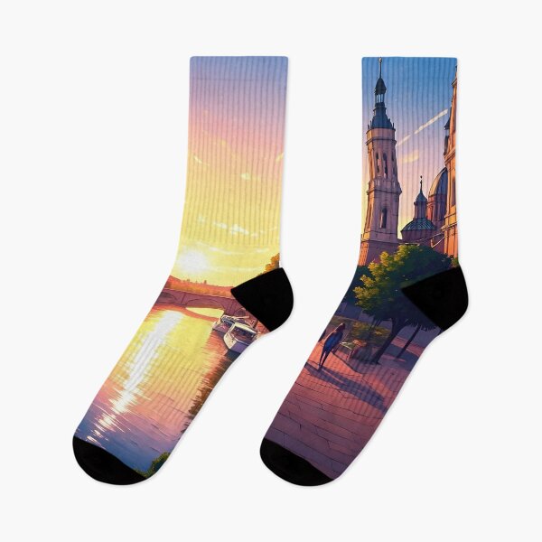 Item preview, Ebro River Walk: Sunset Reflections in Zaragoza designed and sold by LSVart.
