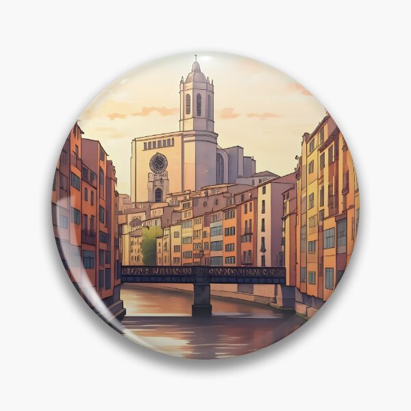 Item preview, Girona's Old Town at Sunset: Onyar River Reflections designed and sold by LSVart.