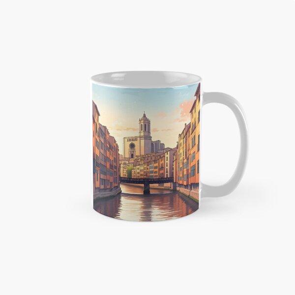 Item preview, Girona's Old Town at Sunset: Onyar River Reflections designed and sold by LSVart.