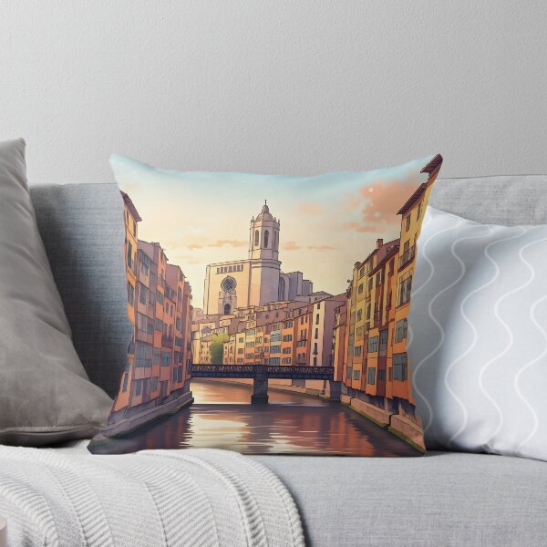 Item preview, Girona's Old Town at Sunset: Onyar River Reflections designed and sold by LSVart.