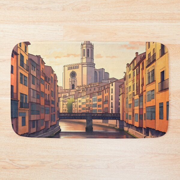 Item preview, Girona's Old Town at Sunset: Onyar River Reflections designed and sold by LSVart.