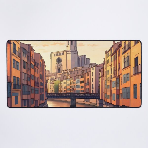 Item preview, Girona's Old Town at Sunset: Onyar River Reflections designed and sold by LSVart.