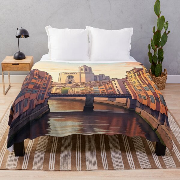 Item preview, Girona's Old Town at Sunset: Onyar River Reflections designed and sold by LSVart.