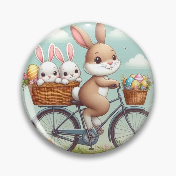 Item preview, Easter Bunny on a Bicycle: Happy Ride with Little Bunnies and Colorful Eggs designed and sold by FotoworldEdel.