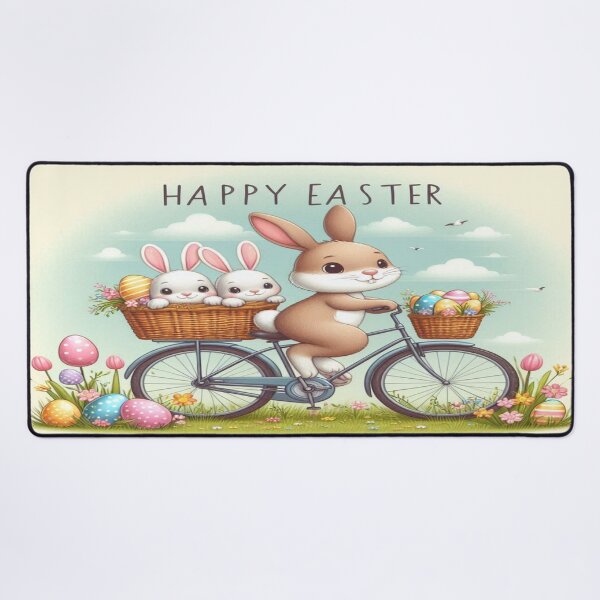 Item preview, Easter Bunny on a Bicycle: Happy Ride with Little Bunnies and Colorful Eggs designed and sold by FotoworldEdel.