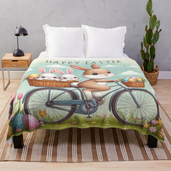Item preview, Easter Bunny on a Bicycle: Happy Ride with Little Bunnies and Colorful Eggs designed and sold by FotoworldEdel.