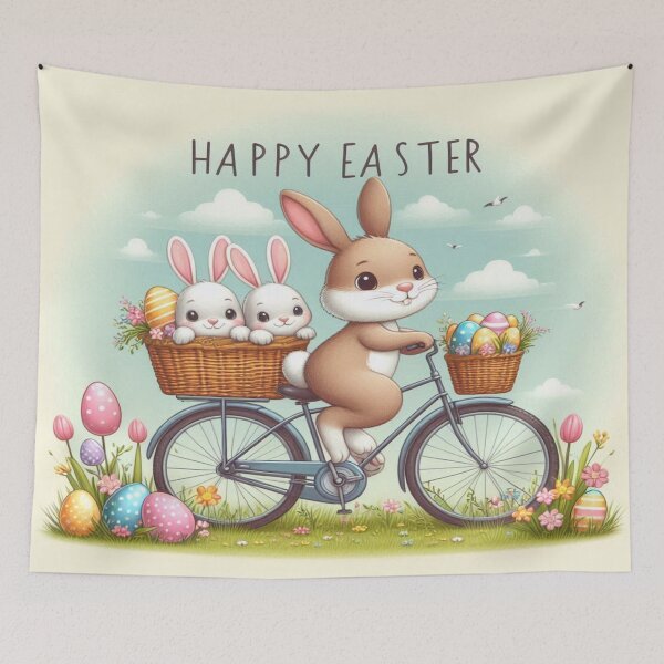 Item preview, Easter Bunny on a Bicycle: Happy Ride with Little Bunnies and Colorful Eggs designed and sold by FotoworldEdel.
