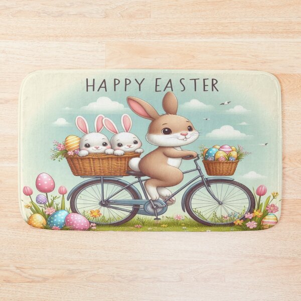 Item preview, Easter Bunny on a Bicycle: Happy Ride with Little Bunnies and Colorful Eggs designed and sold by FotoworldEdel.