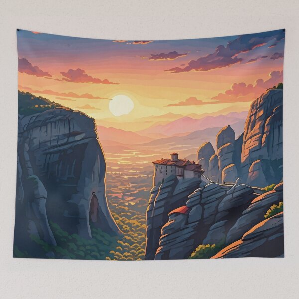 Item preview, Meteora, Greece: Sunset Majesty Over Ancient Monasteries designed and sold by LSVart.