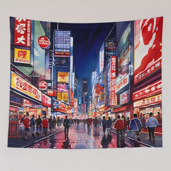 Item preview, Dotonbori Sunset: Watercolor Neon and Glico Sign Osaka Japan designed and sold by LSVart.