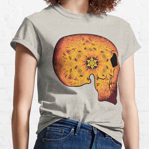 Vista previa del artículo con la obra «Mandala de calavera de azúcar con rayos de sol de tabaco de lado a lado», diseñado y vendido por Morose-merch.