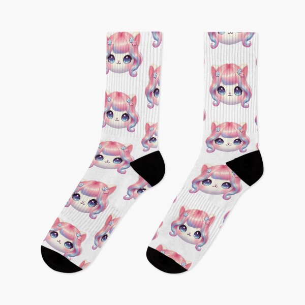 Item preview, Kawaii Cat with Wig | Cute Aesthetic Kitty with Dreamy Eyes designed and sold by DigitalFhaiz.