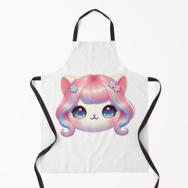 Item preview, Kawaii Cat with Wig | Cute Aesthetic Kitty with Dreamy Eyes designed and sold by DigitalFhaiz.