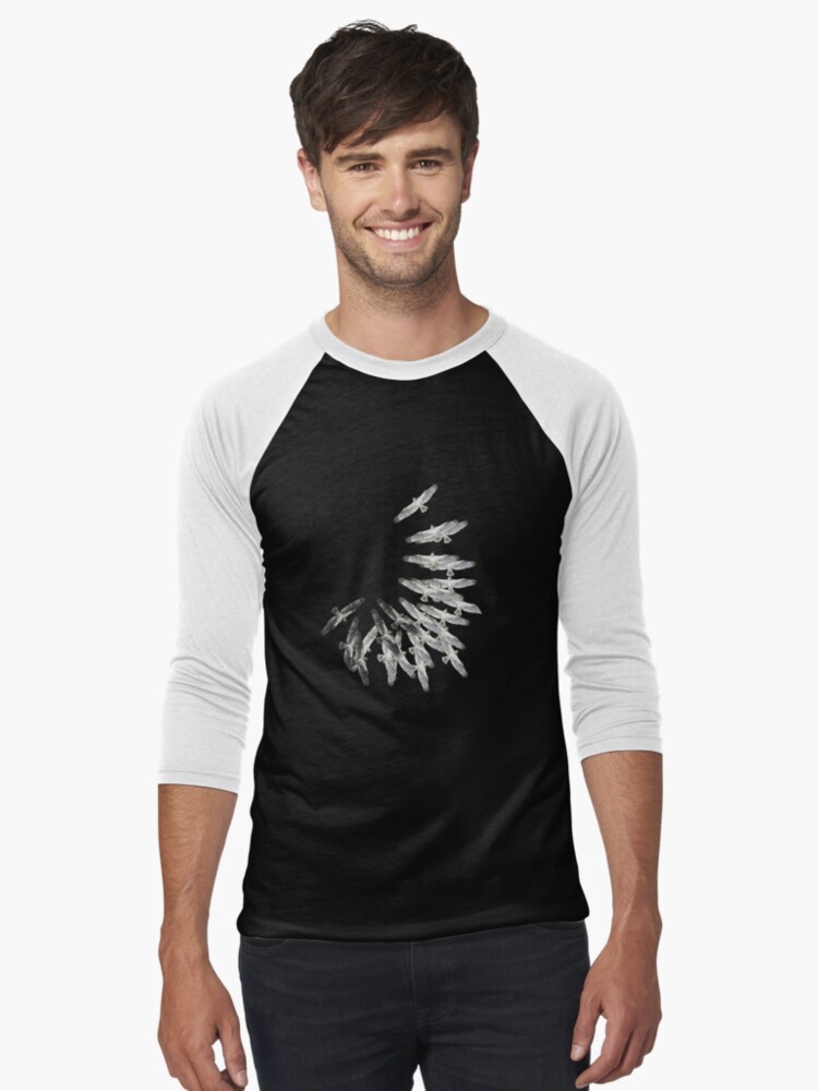 Thumbnail 1 of 3, Baseball ¾ Sleeve T-Shirt, On the wings of an eagle - Drawing by Avril Thomas - Adelaide / South Australia Artist designed and sold by AvrilThomasart.