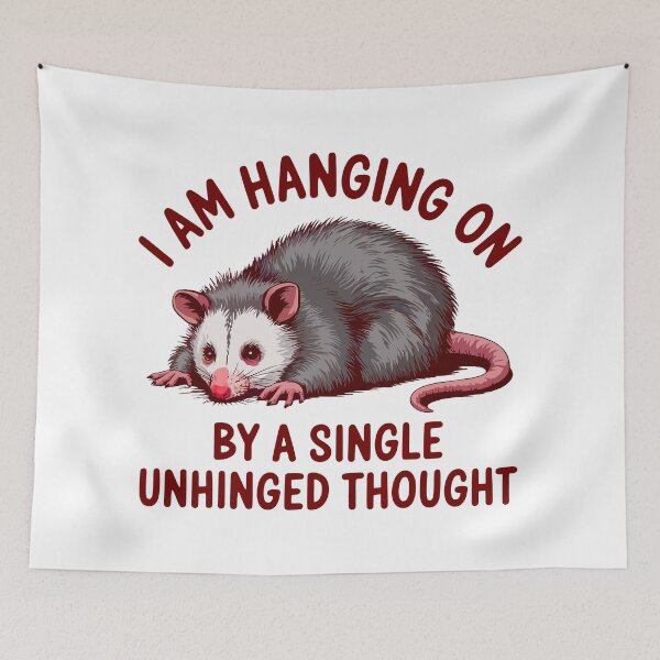 Item preview, Hanging On By A Single Unhinged Thought designed and sold by Angry Swan Designs.