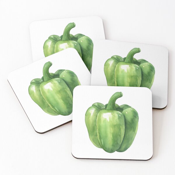 Item preview, Fresh Watercolor Green Bell Pepper Art designed and sold by PapuruDesigns.