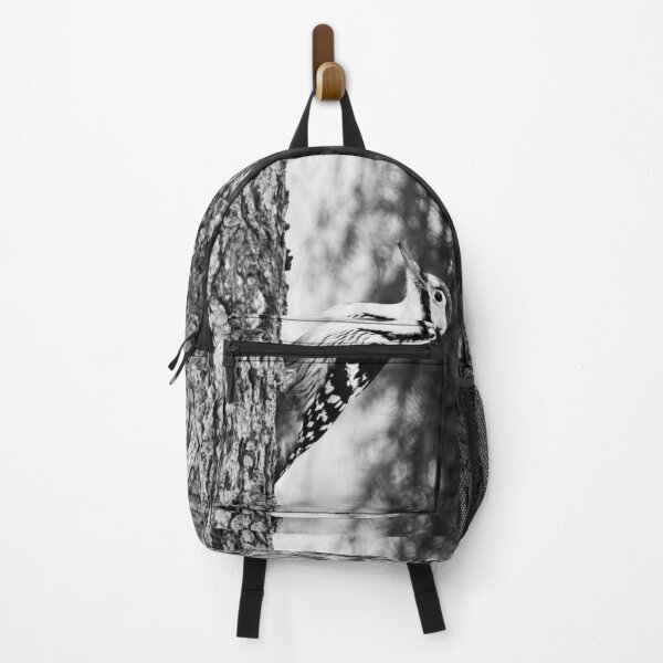 Item preview, A closer view. White-backed woodpecker bw designed and sold by Jouko Lehto Photography.
