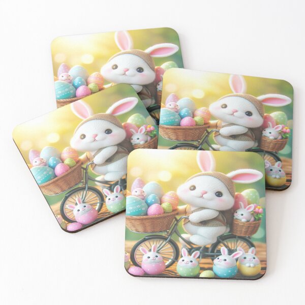 Item preview, Easter Bunny on a Bicycle: Happy Ride with Little Bunnies and Colorful Eggs designed and sold by FotoworldEdel.