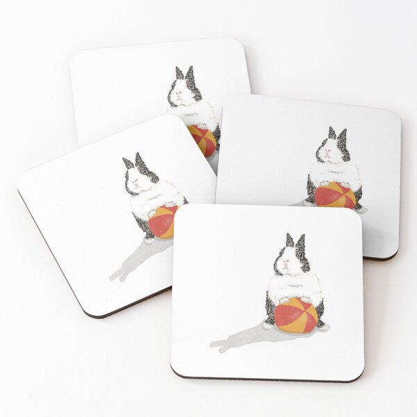 Item preview, Playful Dutch Rabbit with Ball – Cute Bunny Art designed and sold by TachiHanchi.