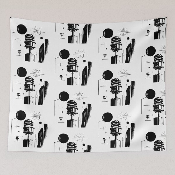 Item preview, Black White Geometric Landscapes Forms Space Exploration Visions designed and sold by ART ATTACK ZONE.
