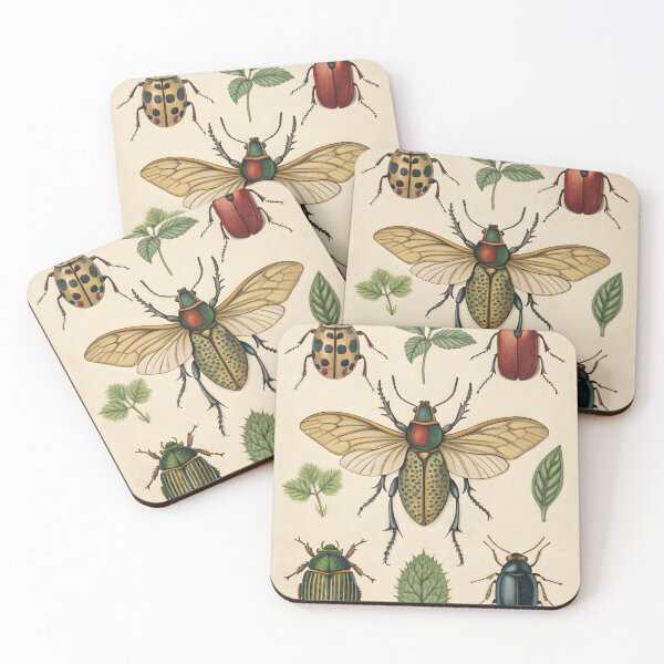Item preview, antique vintage botanical poster with insects designed and sold by DuskTillDown.