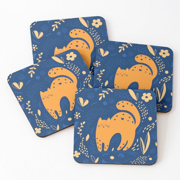 Item preview, A peaceful and cute orange cat on a blue background designed and sold by My Kind of Mood.