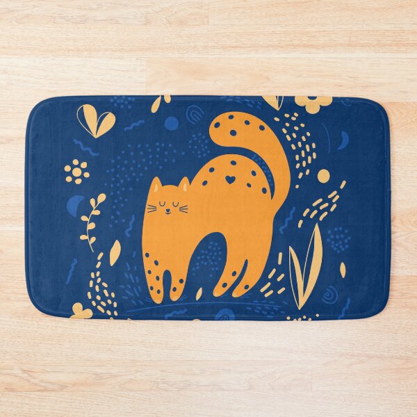 Item preview, A peaceful and cute orange cat on a blue background designed and sold by My Kind of Mood.