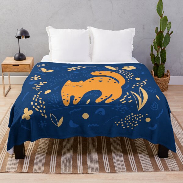 Item preview, A peaceful and cute orange cat on a blue background designed and sold by My Kind of Mood.
