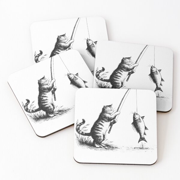 Item preview, Cat Fishing Fisherman designed and sold by Kimberley King Art  King Art.