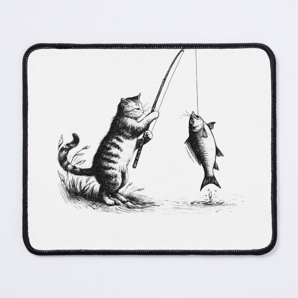 Item preview, Cat Fishing Fisherman designed and sold by Kimberley King Art King Art.