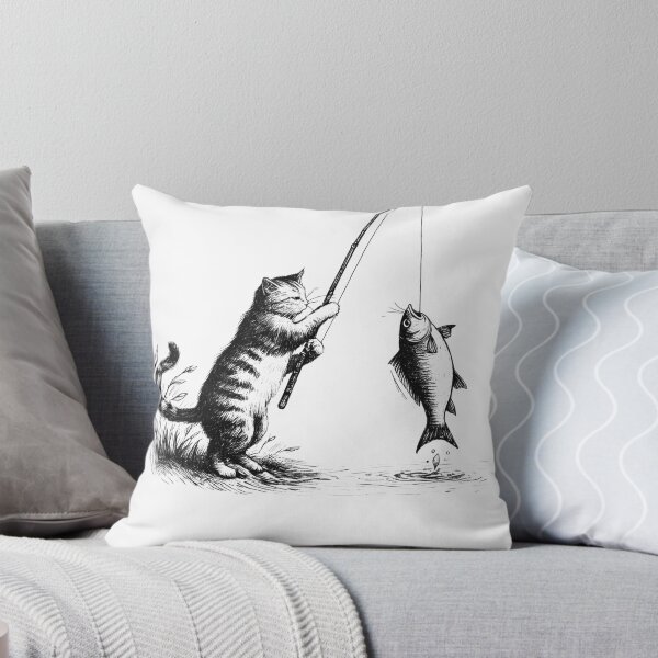 Item preview, Cat Fishing Fisherman designed and sold by Kimberley King Art  King Art.