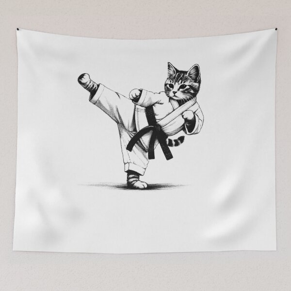 Item preview, Cat Doing Karate designed and sold by Kimberley King Art  King Art.