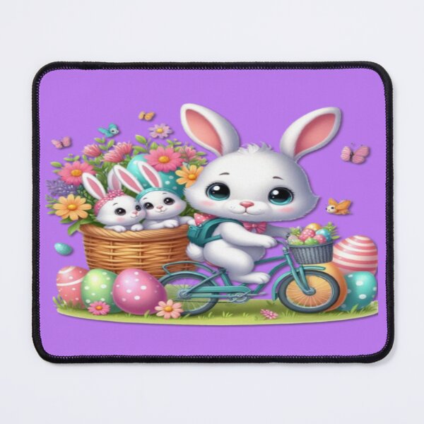 Item preview, Easter Bunny on a Bicycle: Happy Ride with Little Bunnies and Colorful Eggs designed and sold by FotoworldEdel.