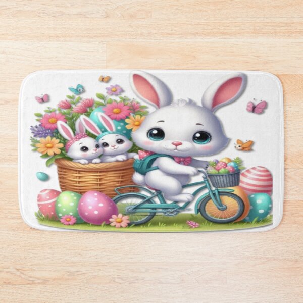 Item preview, Easter Bunny on a Bicycle: Happy Ride with Little Bunnies and Colorful Eggs designed and sold by FotoworldEdel.