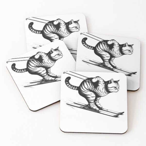 Item preview, Cat Playing Ski - Cat Skiing designed and sold by Kimberley King Art  King Art.